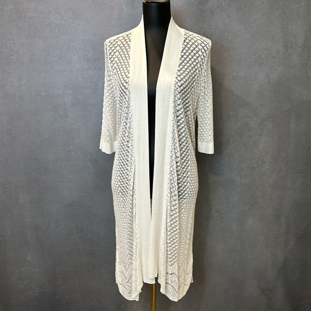 Knitted duster/cover up - cream size XL